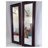 Pair Wood-Framed Rectangular Wall Mirrors