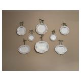 9 White Reticulated Porcelain Wall Plates