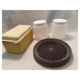 Tupperware Bread Box, Plastic Jars, Brown Pl.