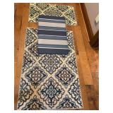 Two Medallion Accent Rugs and Anti-Fatigue Mat