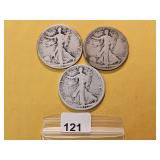 Three Better Walking Liberty Silver Half Dollars