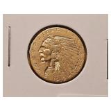 GOLD! Brilliant AU 1912 Indian Head $2.5 Gold