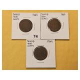 Three Circulated 2-Cent Pieces