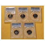 Five PCGS Washington Quarters in PR69DCAM