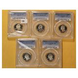 Five PCGS Washington Quarters in PR69DCAM