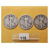Three Better Walking Liberty Silver Half Dollars
