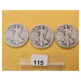 Three Better Walking Liberty Silver Half Dollars