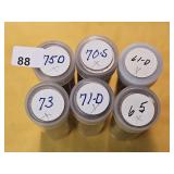 Six Circulated Jefferson Nickel Rolls