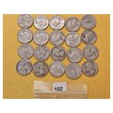 Twenty Washington Silver Quarters