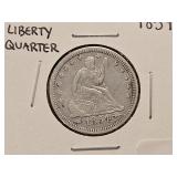 1854 Seated Liberty Silver Quarter