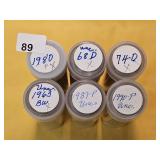 Six Jefferson Nickel Rolls