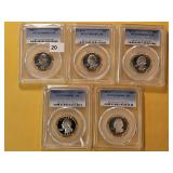 Five PCGS Washington Quarters in PR69DCAM