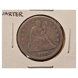 1860 Seated Liberty Silver Quarter