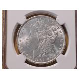 NGC 1891 Morgan Silver Dollar in MS62