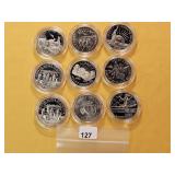 Nine US Clad Commemorative Half Dollars