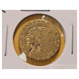 GOLD! Bright AU 1912 Indian Head $2.5 Gold