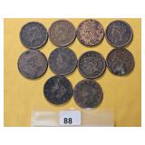 Ten Mixed US Large Cents