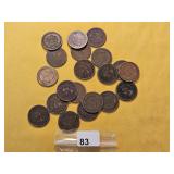 Twenty Mixed Indian Head Cents