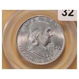 PCGS 1954-D Franklin Silver 50c in MS64FBL