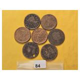 Seven Mixed US Large Cents