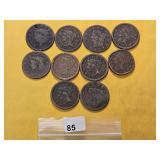 Ten Mixed US Large Cents