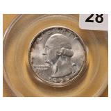GEM! PCGS 1953-S Washington Silver 25c in MS66