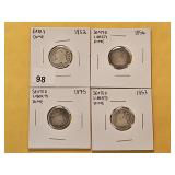Four US Silver Dimes