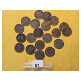 Twenty Mixed Indian Head Cents