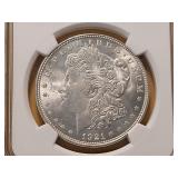 NGC 1921 Morgan Silver Dollar in MS63
