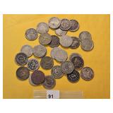 Thirty Circulated US Nickels