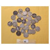 Thirty Circulated US Nickels