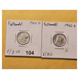 Two Full Bands Mercury Silver Dimes