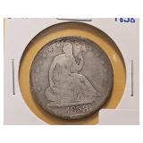 1858 Seated Liberty Silver Half Dollar