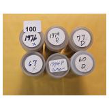 Six BU Rolls of Jefferson Nickels