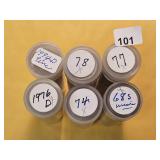 Six BU Rolls of Jefferson Nickels