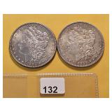 Two AU Morgan Silver Dollars