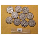 Ten US Silver Dollars