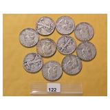 Ten US Silver Dollars