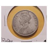 1862 India Silver Rupee