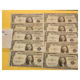 Ten US Silver Certificates