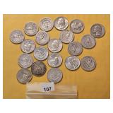 Twenty Mixed Washington Silver Quarters
