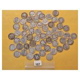 Fifty-eight Mercury Silver Dimes
