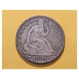 1854 Seated Liberty Silver Half Dollar