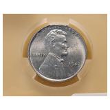 GEM! CACG 1943 Steel Wheat Cent in MS66