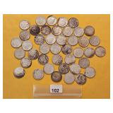 Forty-two Mixed US Silver Dimes