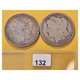 Two Morgan Silver Dollars