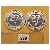 Two 1-Troy Ounce .999 Fine Silver Rounds