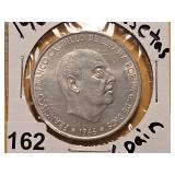 1966 Spain Silver 100 Pesetas