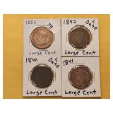 Four Circulated Braided Hair Large Cents