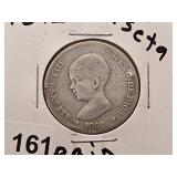 1892 Spain Silver 2 Pesetas